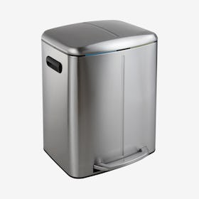 Marco Rectangular Double Bucket Trash Can with Soft-Close Lid - Silver