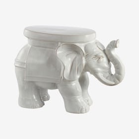 Elephant Garden Stool Table - Antique White - Ceramic
