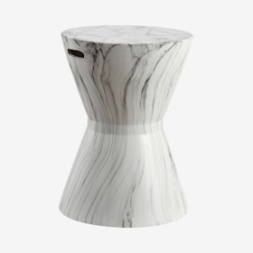 African Drum Garden Stool Table - White - Ceramic