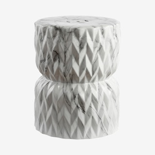 Chevron Drum Garden Stool Table - White - Ceramic