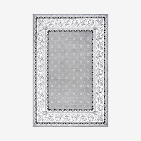 Acanthus French Border Area Rug - Gray / Cream