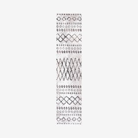 Aksil Moroccan Diamond Runner Rug -  Ivory / Brown