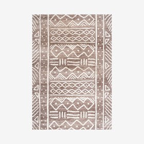 Amanar Tribal Geometric Area Rug- Brown / Ivory