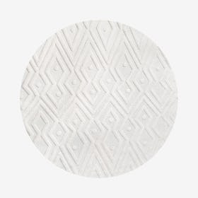 Balansat Moroccan Diamond Indoor / Outdoor Round Area Rug - Ivory