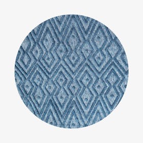 Balansat Moroccan Diamond Indoor / Outdoor Round Area Rug - Navy