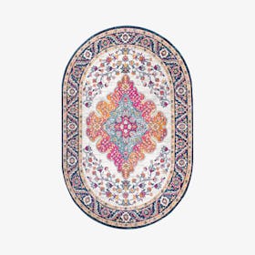 FLAIR Medallion Oval Area Rug - Blue / Multicolored