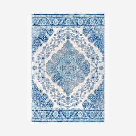 FLAIR Medallion Area Rug - Cream / Blue