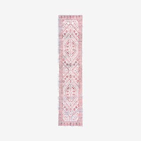 Boho Cottage Medallion Runner Rug - Red / Ivory