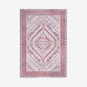 Boho Cottage Medallion Area Rug - Red / Ivory