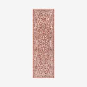 Charleston Textured Weave Indoor / Outdoor Runner Rug - Red / Beige