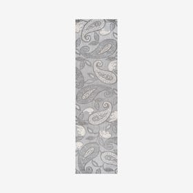 Julien Paisley High-Low Indoor Outdoor Runner Rug - Light Gray / Ivory