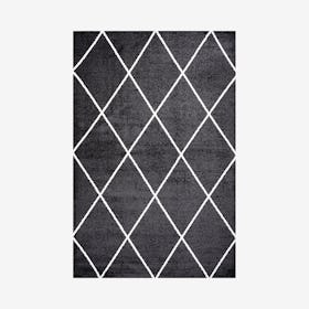 Cole Minimalist Diamond Trellis Area Rug - Black / White