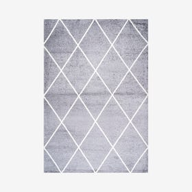 Cole Minimalist Diamond Trellis Area Rug - Gray / White
