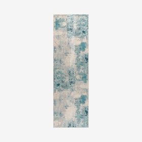 Abstract Runner Rug - Cream / Blue