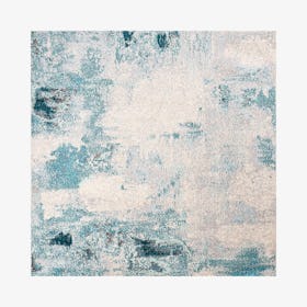 Abstract Square Area Rug - Cream / Blue