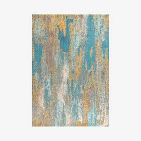 Abstract Waterfall Area Rug - Blue / Brown / Orange