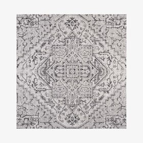 Estrella Textured Weave Indoor / Outdoor Square Area Rug - Black / Gray