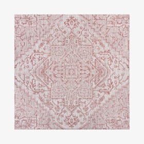 Estrella Textured Weave Indoor / Outdoor Square Area Rug - Red / Taupe
