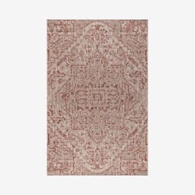 Estrella Textured Weave Indoor / Outdoor Area Rug - Red / Taupe