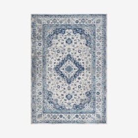 Indhira Ornate Medallion Persian Area Rug - Blue / Gray