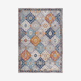 Kirman Medallion Area Rug - Light Gray / Blue / Orange