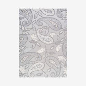 Julien Paisley High-Low Indoor Outdoor Area Rug - Light Gray / Ivory