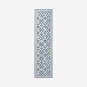 Marvao Diamond Trellis Indoor / Outdoor Runner Rug - Teal / Gray