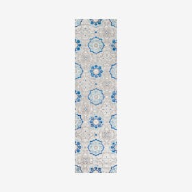 Mediterranean Medallion Indoor / Outdoor Runner Rug - Blue / Gray