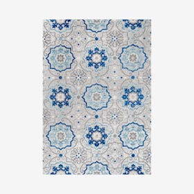 Mediterranean Medallion Indoor / Outdoor Area Rug - Blue / Gray