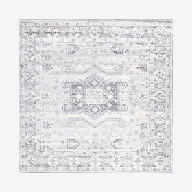 Persian Medallion Square Area Rug - Light Gray