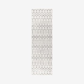 Moroccan Diamond Runner Rug - Cream / Gray