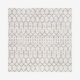 Moroccan Diamond Square Area Rug - Cream / Gray