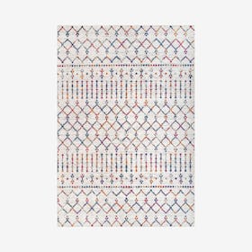 Moroccan Diamond Area Rug - Cream / Multi