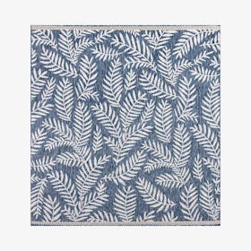 Nevis Palm Frond Indoor / Outdoor Square Area Rug - Navy / Ivory