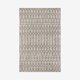 Ourika Textured Weave Indoor / Outdoor Area Rug - Light Gray / Black