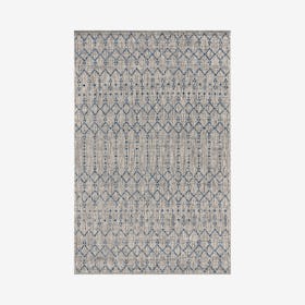 Ourika Textured Weave Indoor / Outdoor Area Rug - Light Gray / Navy