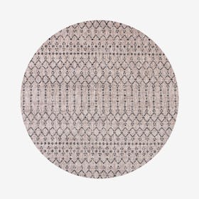 Ourika Textured Weave Indoor / Outdoor Round Area Rug - Natural / Black