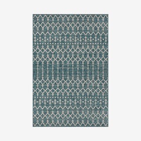Ourika Textured Weave Indoor / Outdoor Area Rug - Teal / Gray