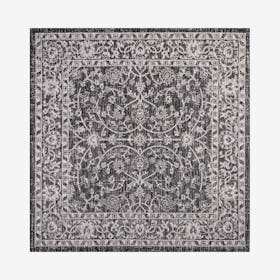 Palazzo Vine & Border Textured Weave Indoor / Outdoor Square Area Rug - Black / Gray