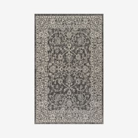 Palazzo Vine & Border Textured Weave Indoor / Outdoor Area Rug - Black / Gray