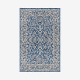 Palazzo Vine & Border Textured Weave Indoor / Outdoor Area Rug -  Navy / Gray