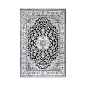 Palmette Persian Floral Area Rug - Cream / Gray / Black