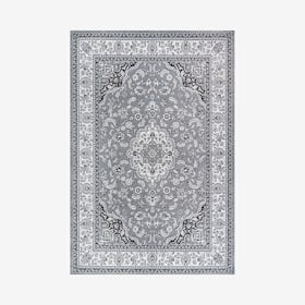 Palmette Persian Floral Area Rug - Gray / Cream