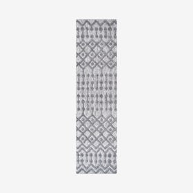 Peralta Moroccan Diamond Indoor / Outdoor Runner Rug - Dark Gray