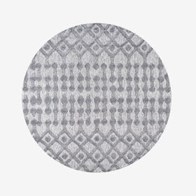 Peralta Moroccan Diamond Indoor / Outdoor Round Area Rug - Dark Gray