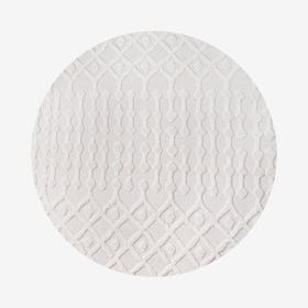 Peralta Moroccan Diamond Indoor / Outdoor Round Area Rug - Ivory