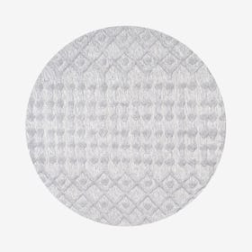 Peralta Moroccan Diamond Indoor / Outdoor Round Area Rug - Light Gray