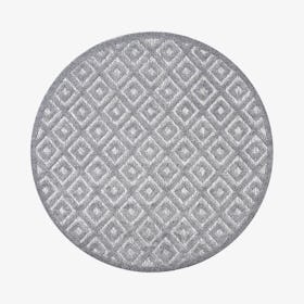 Portmany Diamond Trellis Indoor / Outdoor Round Area Rug - Dark Gray