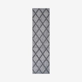 Salines Diamond Trellis Indoor / Outdoor Runner Rug - Dark Gray