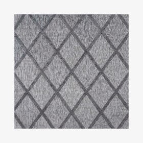 Salines Diamond Trellis Indoor / Outdoor Square Area Rug - Dark Gray